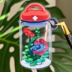 First Betta Kit Sticker – Vibrant Betta Fish – Transparent Waterproof Vinyl