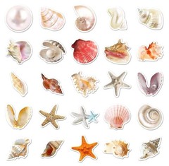 20pcs Shellfish Ocean Style Stickers Journal Laptop Cup Refrigerator Scrapbooks