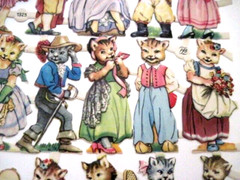 Sweet 1950’s PZB Die Cuts of Darling Cats Dressed in Human Costumes *