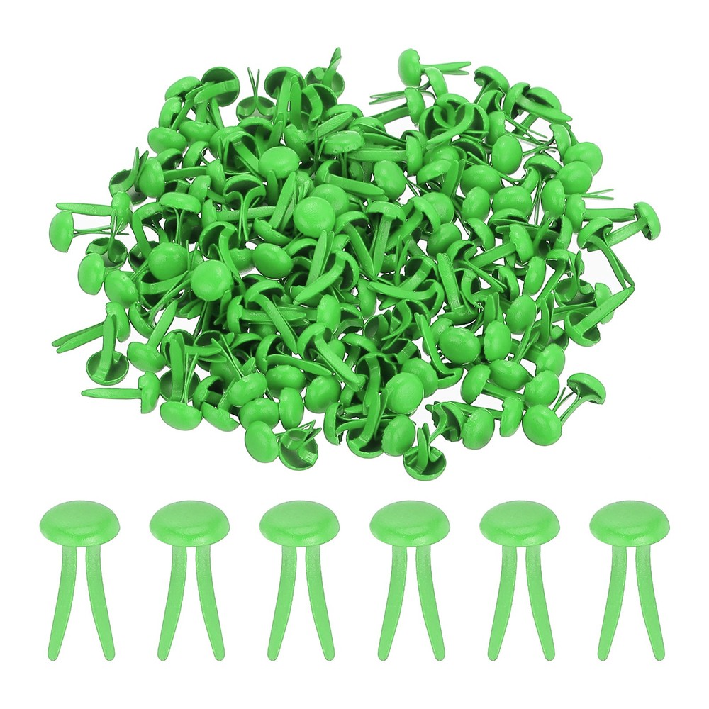 200 PCS Paper Brass Fasteners Split Pins Pastel Mini, Green, 5 x 9 mm