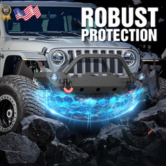 For Wrangler JK JL & Gladiator JT Front Bumper Compatible with 2007-2026 Jeep Wr