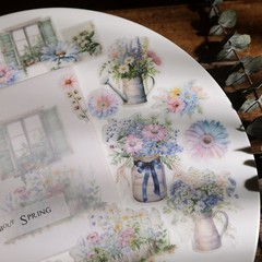 25 pcs Spring Bouquet Translucent Vellum Matte Surface Paper Sticker Scrapbook