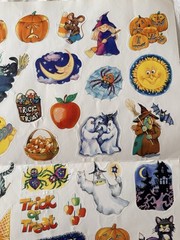 Vintage 1986 Halloween Sticker Page Sheet Printed In USA Unused