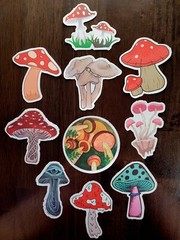 STICKERS x 10 Red Mushroom Garden Forest Mushrooms Third Eye Delic FEBG4