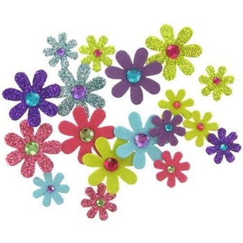 90pc Paper Glitter Gem Flowers Set – Brights