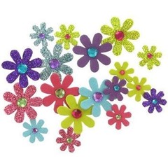 90pc Paper Glitter Gem Flowers Set – Brights