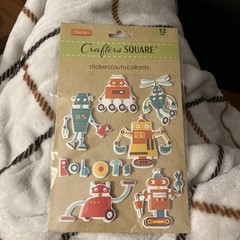 Scrapbooking 3D Stickers Robot By Crafters Square NEW 12 pc Cute Embellishment