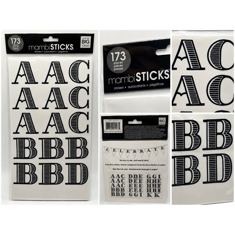 Me & My Big Ideas MambiSTICKS Black White Alphabet Number Stickers 173pc New