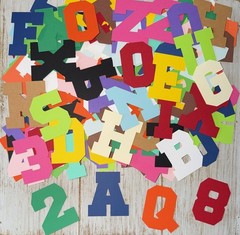 Mixed paper alphabet and numbers grab bag lot die cuts cutouts 320 pieces