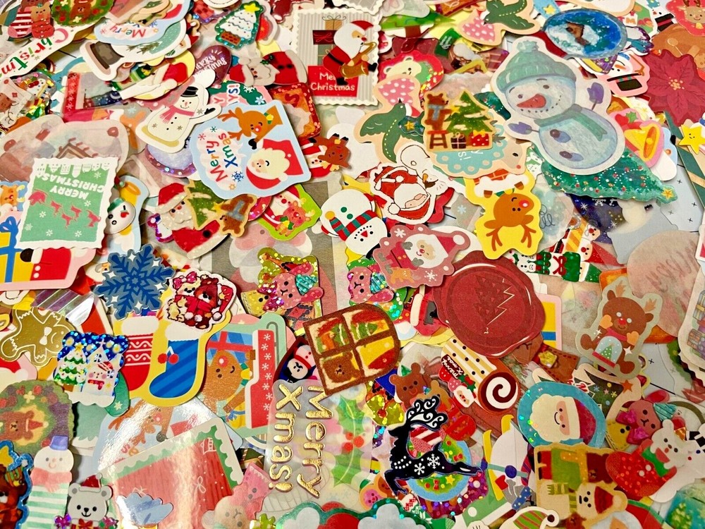 Kawaii *CHRISTMAS* THEMED 🎄Sticker flake 50 pcs GRAB BAG – various brands