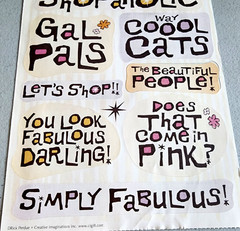 Creative Imaginations Couture Phrases Die Cut Stickers Shopaholic 2006 12″
