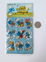 Vintage Puffy Stickers Smurfs Sheet 1980s Unopened