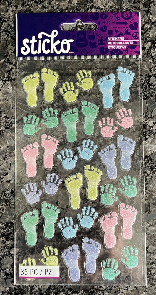 Sticko Baby Foot Hand Prints Pastel Glitter Stickers