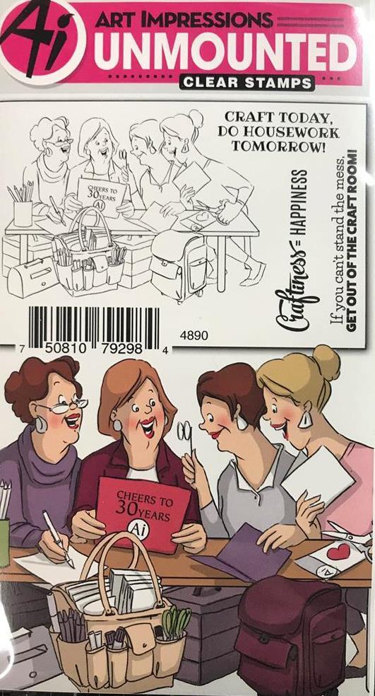 New ART IMPRESSIONS clear Rubber Stamp ACRYLIC GIRLFRIENDS CRAFTY GIRLS friends