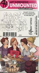 New ART IMPRESSIONS clear Rubber Stamp ACRYLIC GIRLFRIENDS CRAFTY GIRLS friends