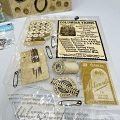 VTG Victorian Sewing Themed Craft Scrapbook Lot- Junk Journaling Embellishments