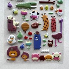 Animal Farm Puffy Sticker Sheet Cute Tiny Planner Scrapbooking Journaling Crafts