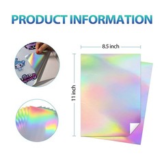 50 Sheets Holographic Sticker Paper, 8.5 x 11 inches Vinyl Sticker Paper for …