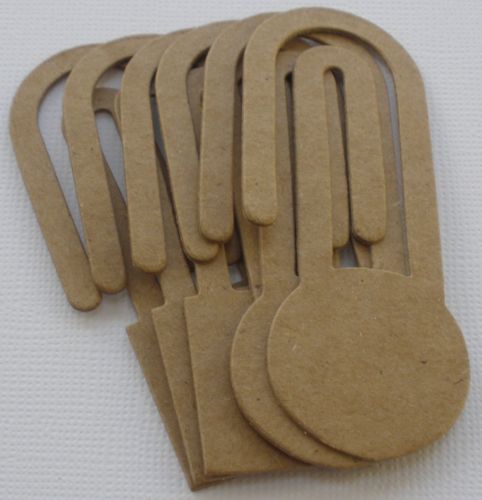 {6} PAPER CLIPS – Bare Unfinished Chipboard Die Cuts – 3″ tall