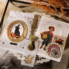 Halloween 2 Small Rub On Transfers Stickers Witch Crafts for Paper Wood Fabric