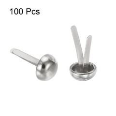 100pcs 8x16mm Mini Brads Round Paper Fasteners for Art Crafting, Silver Tone