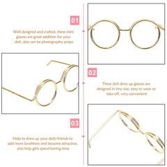 NUOBESTY 10pcs Mini Doll Glasses Metal Wire Rim Frameless Lens Doll Dress up …