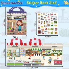 Vowusa Reusable Sticker Book Supermarket Style Toddler