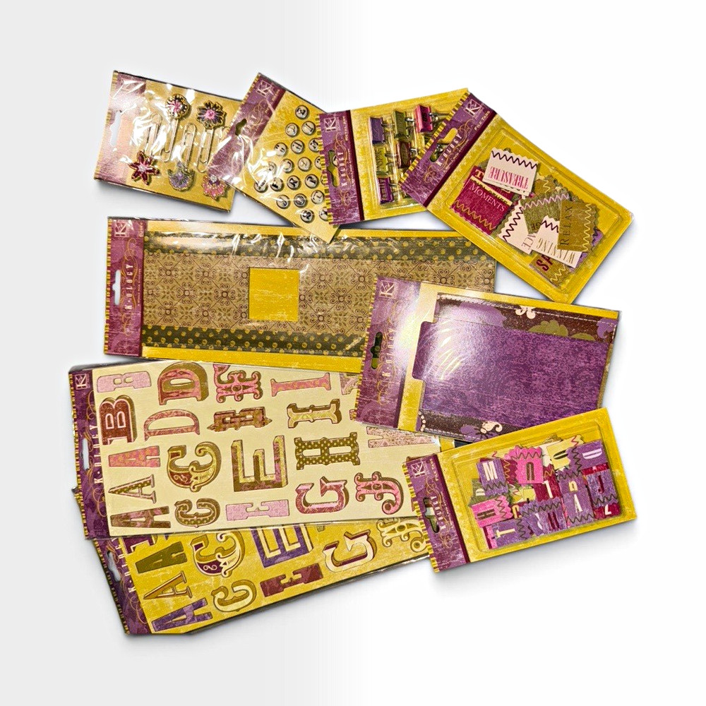 K&Company K-BUZZ Scrapbooking Embellishment Lot Alphabet Stickers & Clips