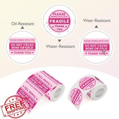 Bueake Pink+red 600 PCS Fragile Shipping Stickers