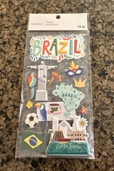 Recollections BRAZIL Dimensional Stickers 14 Pieces World Travel