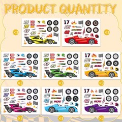 24 Sheets Make Your Own Race Car Stickers, Funny Sporty Racing Make a Face St…