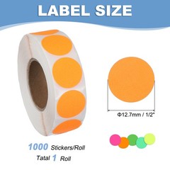 1000pcs Colored Dot Stickers 1″ Color Coding Labels Stickers, Fluorescent Orange