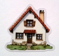 Cottage Style Fairy Tale House Clear Vinyl Decal Sticker Water Resistant Laptop