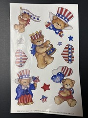 July 4th Lucy & Me ~Patriotic Bear Stickers Current Inc. Vintage NOS