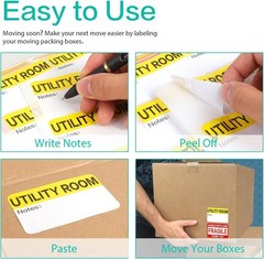 600 Count 3 x 2 Large Home Moving Packing Box Labels for 3-4 Bedroom House wi…
