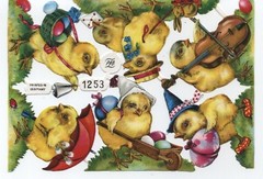 Diecut Baby Chicks Easter PZB 1253 Scraps Germany Scrapbook Unused 6 Piece Sheet