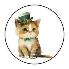 30 ST PATRICKS DAY STICKERS ENVELOPE SEALS LABELS 1.5″ ROUND CUTE CAT KITTEN