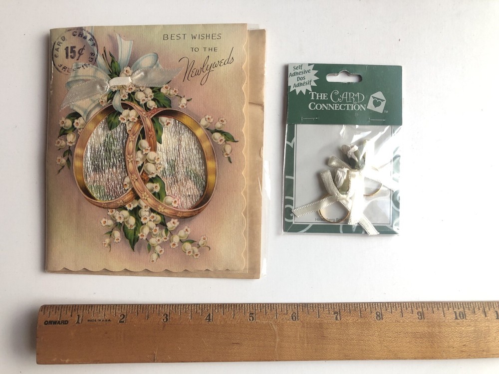 Vintage Wedding Card & Wedding Ring Embellishments Lot