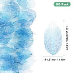 100-Pack Skeleton Leaves, Natural Rubber Leaves Vein[4-6cm, Dark Light Blue]
