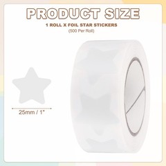 Star Stickers Roll 1 Inch, 500pcs Adhesive Star Labels for DIY Crafts, White