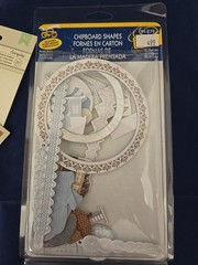 Chipboard Accents & Glitter Shapes Lot Of 6