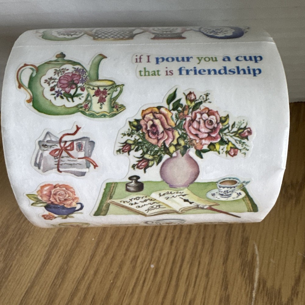 PSX Designs Friendship Stickers Sticker Roll Vintage RARE Tea, Letters, Loved…