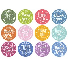 500Pcs/Roll 12 Styles Round Thank You Stickers Wedding Gift Packaging Seal Label