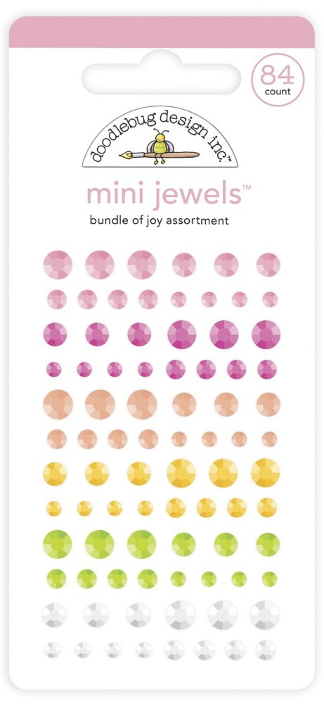 Crafts Doodlebug Mini Jewels Gems Bundle of Joy Pink Yellow Green White
