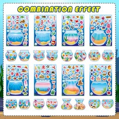 24 Sheets Make Your Own Ocean Stickers for Kids, Summer Sea Animal Color