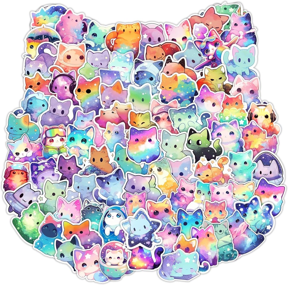 100PCS Cut Cat Stickers for Kids,Kawaii Girls Boys