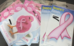 5 Large Pink Chicks 2 Large Pink Ribbon Stickers Breast Cancer Awareness