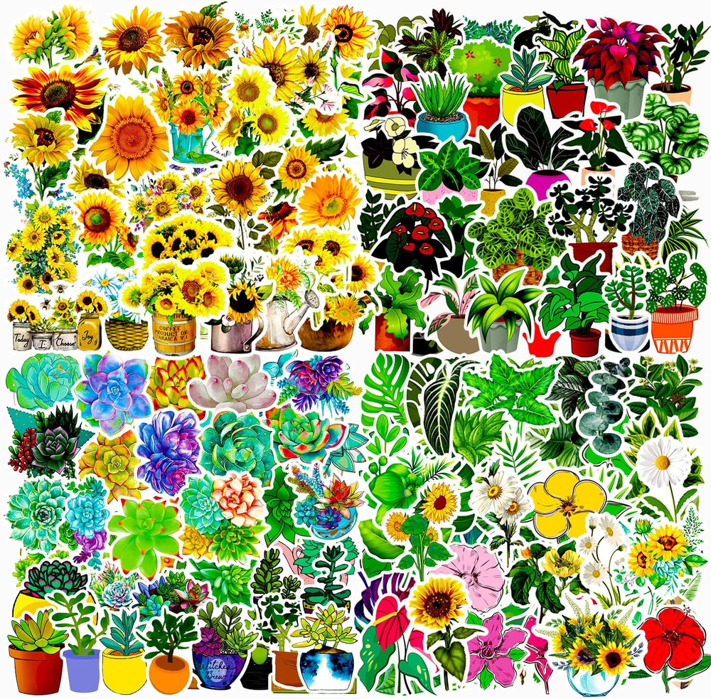 Stickers for Water Bottles 200 Pcs VSCO Sticker Packs Flower and Plant Theme Wat