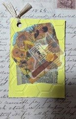 Set of 4 Handmade Junk Journal Scrapbook Embellished Tags Embossed Paper Gifts