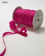 MAY ARTS RIBBONS~GROSGRAIN W/ STITCHED EDGE~FUCHSIA & WHITE~3/8 INCH X 3 YARDS!